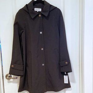 Calvin Klein Black Hooded Swing Raincoat